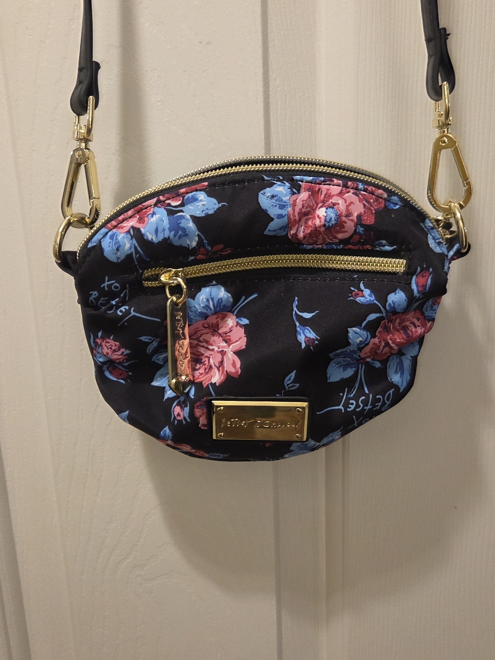 Betsey Johnson Black Floral Crossbody Bag